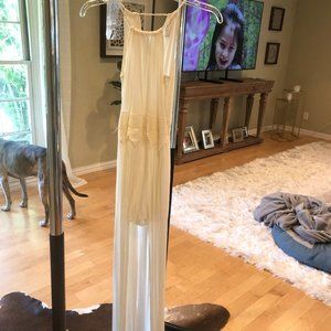 Long White Halter Beach Dress with Bohemian Crochet / Lace Details - LIKE NEW!